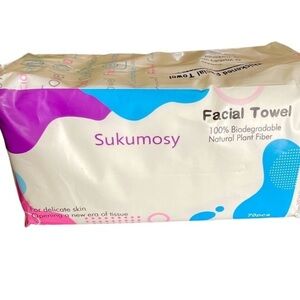 Facial towel white biodegradable natural plant fiber, new 70pcs
